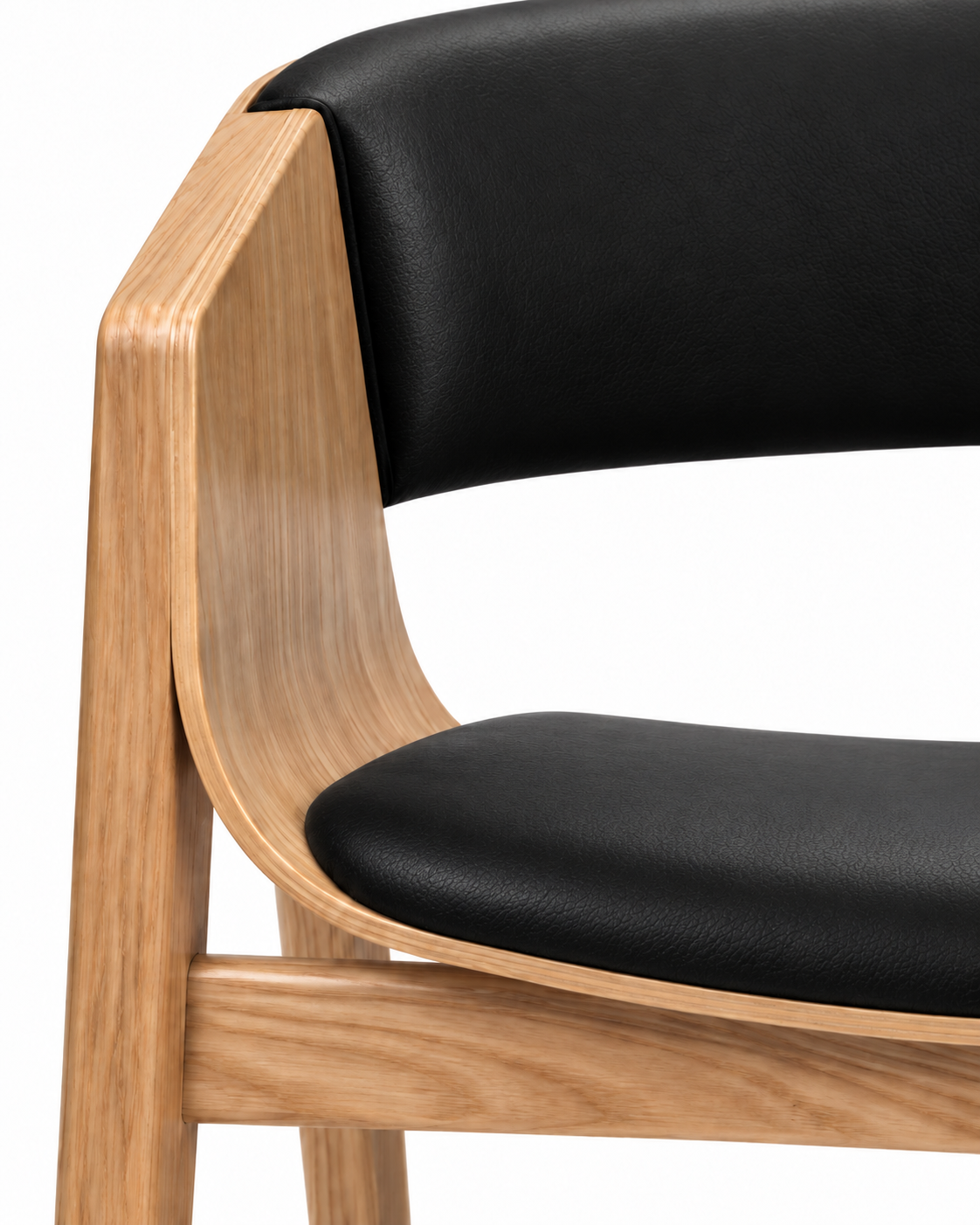 PORT DINING CHAIR WITH ARMRESTS material close-up — black leather