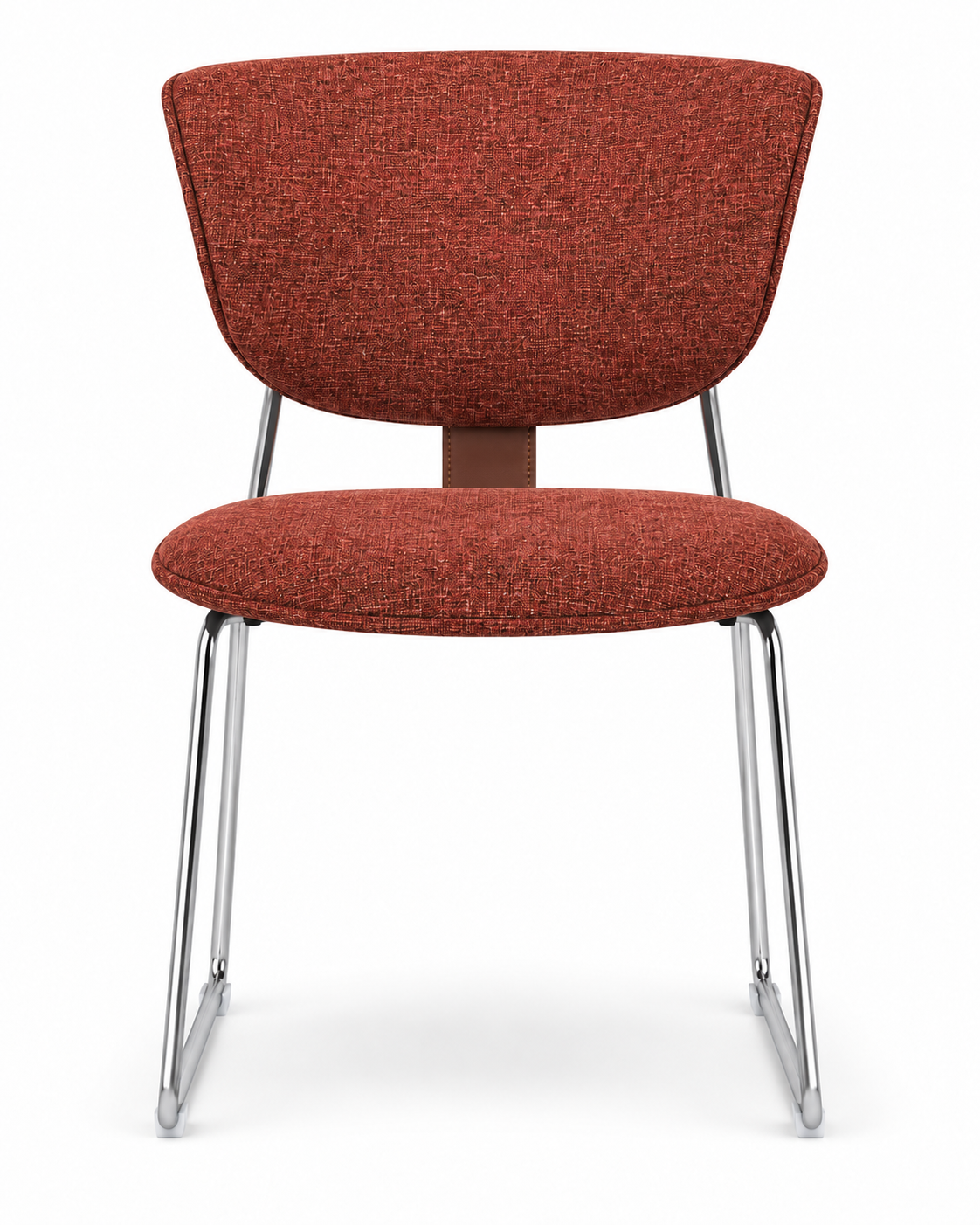 STRAP RUST CHROME DINING CHAIR front view