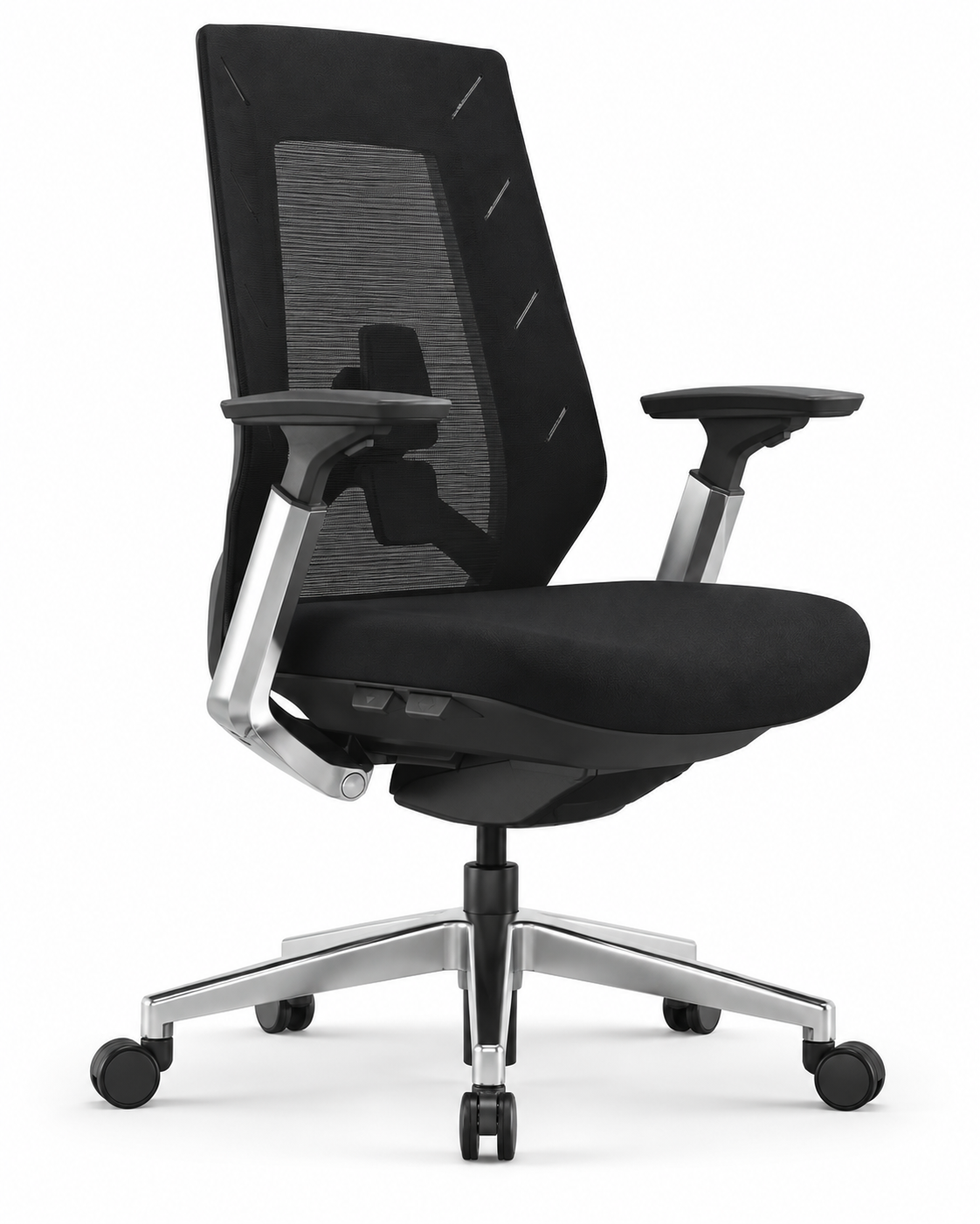CARAPACE BLACK CHROME OFFICE CHAIR — Angled view