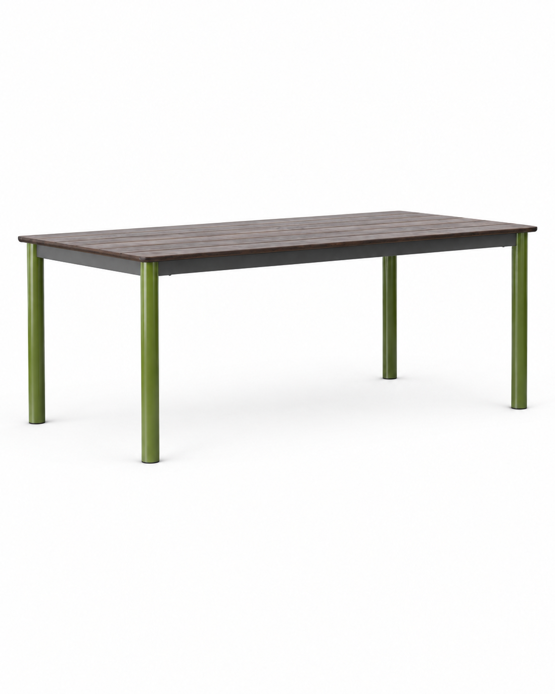 SLOT GREEN DARK DINING TABLE angled view