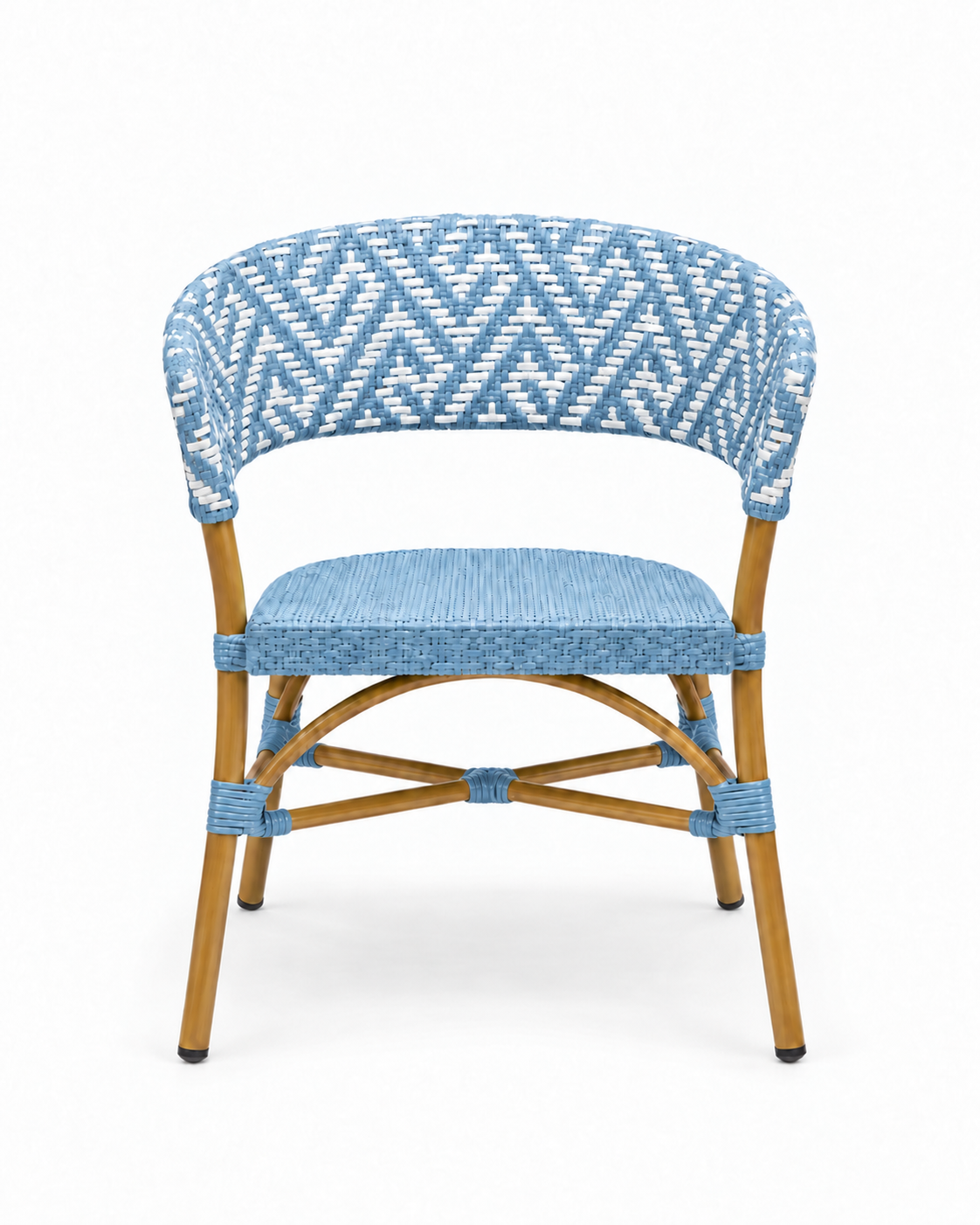 BONDY BLUE WHITE DINING CHAIR WITH ARMRESTS — front