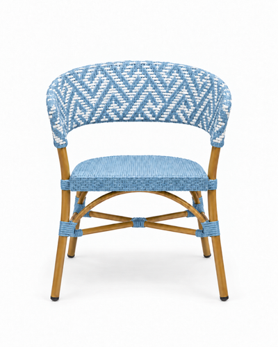 BONDY BLUE WHITE DINING CHAIR WITH ARMRESTS — front