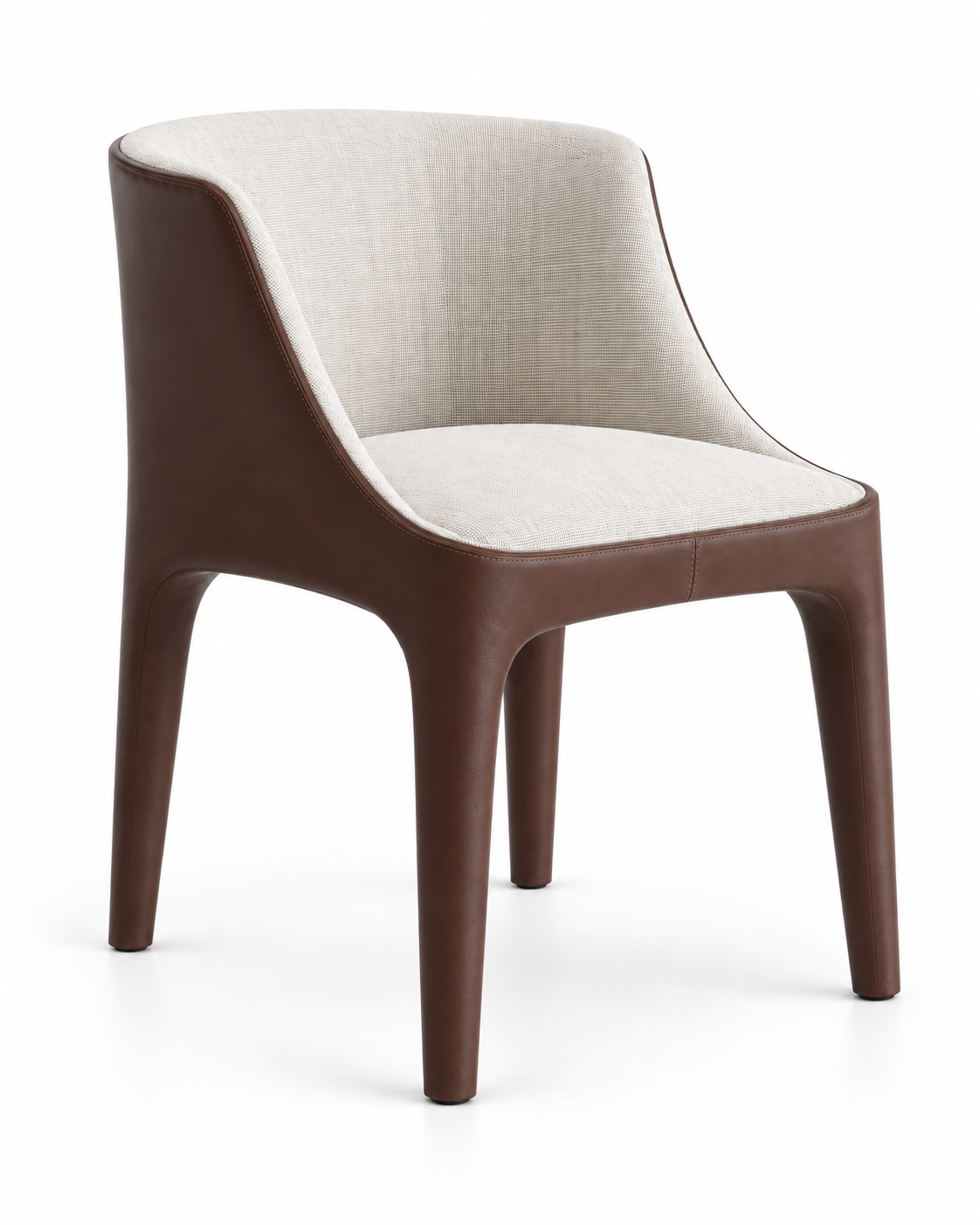 INLAY leather dining chair angled view