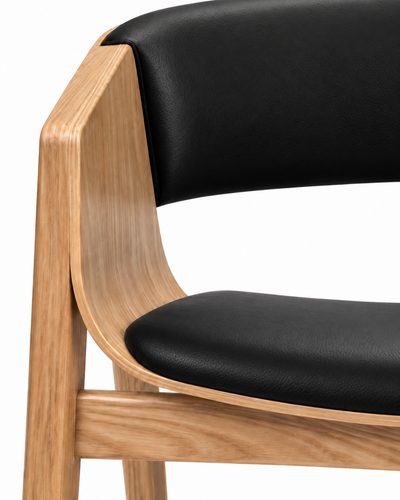 PORT DINING CHAIR WITH ARMRESTS material close-up — black leather