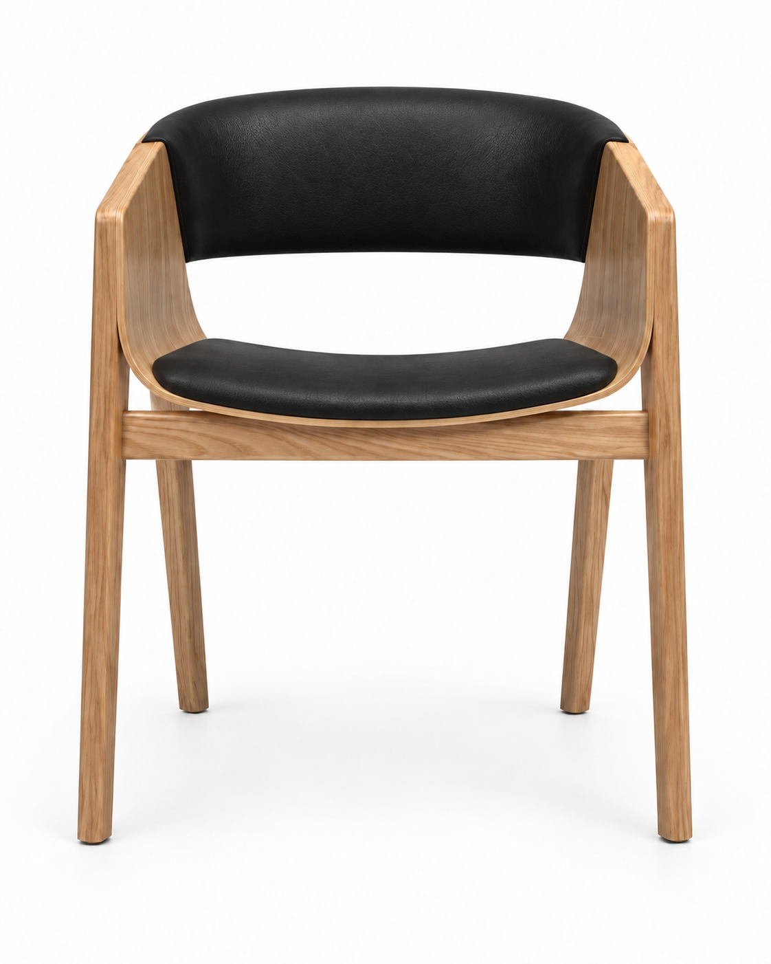 PORT DINING CHAIR WITH ARMRESTS front view — black leather