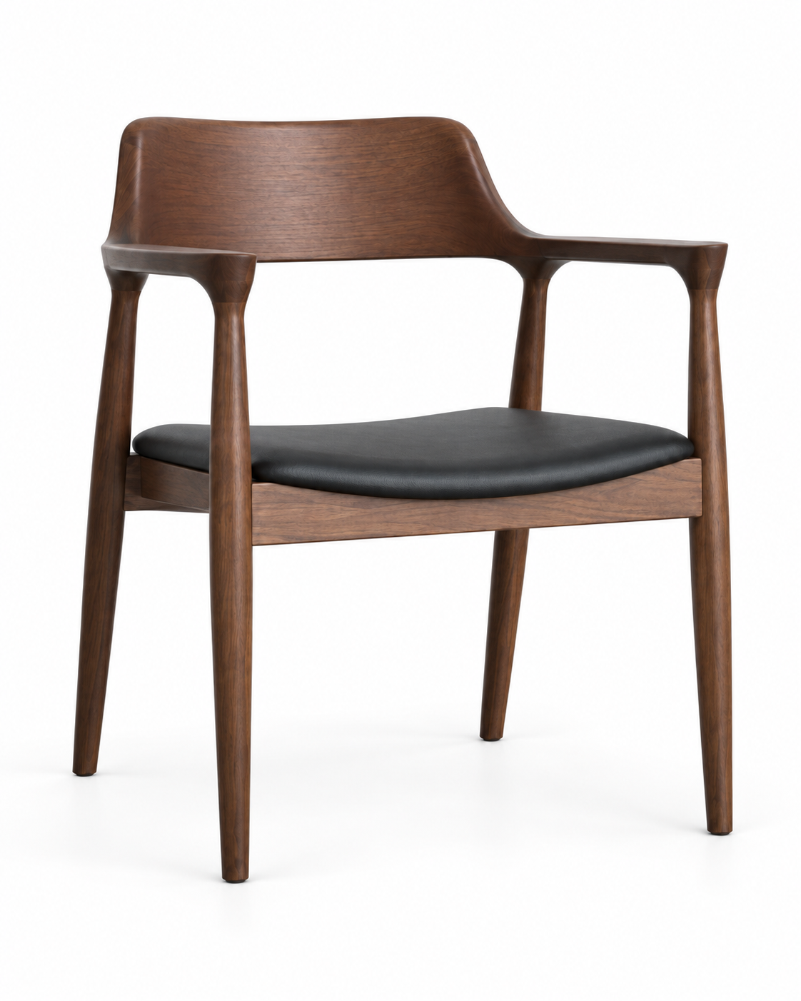 Crest dining chair with armrests – angled view