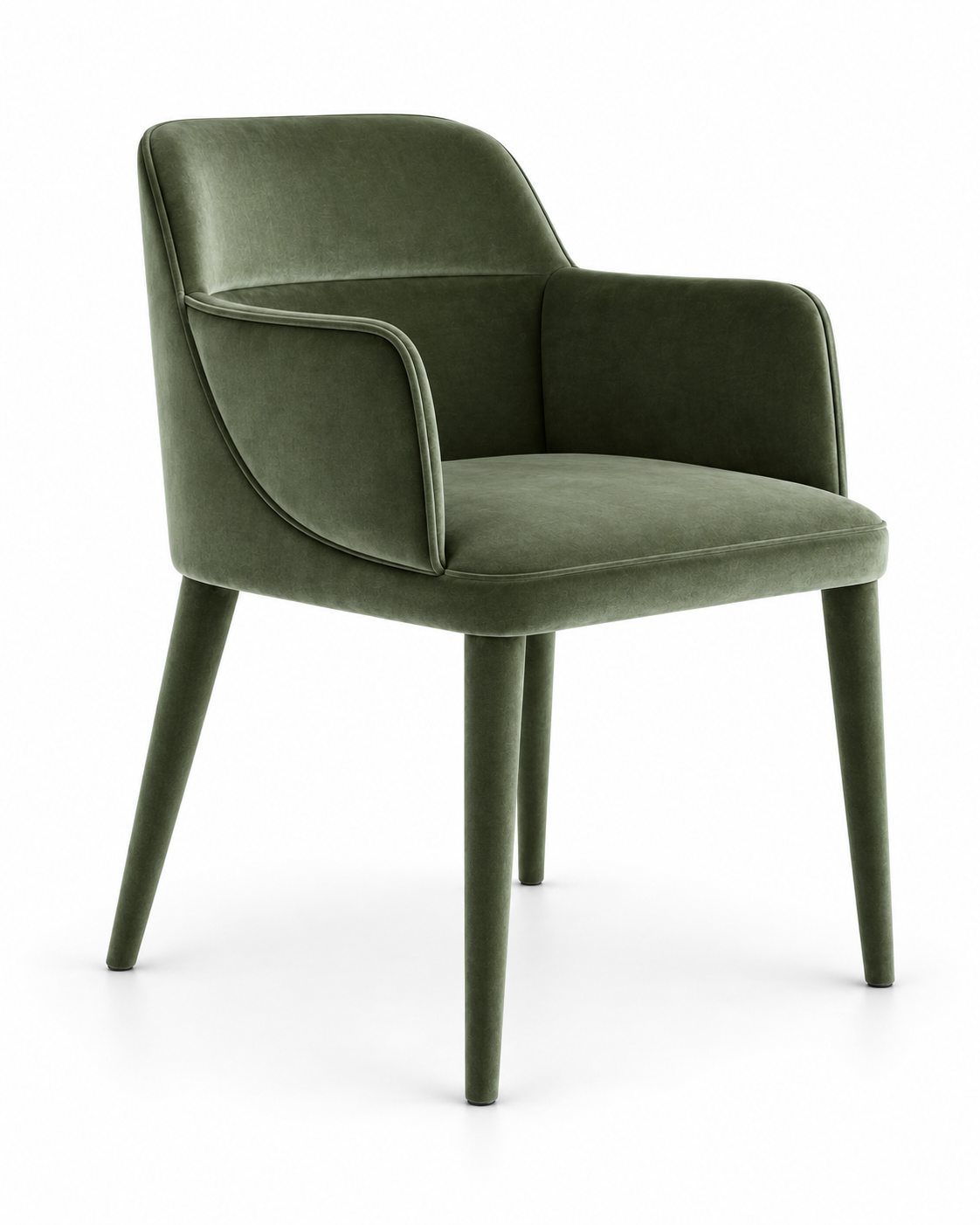 VEIL dining chair with armrests – angled view