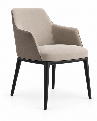 NEST dining chair with armrests angled view