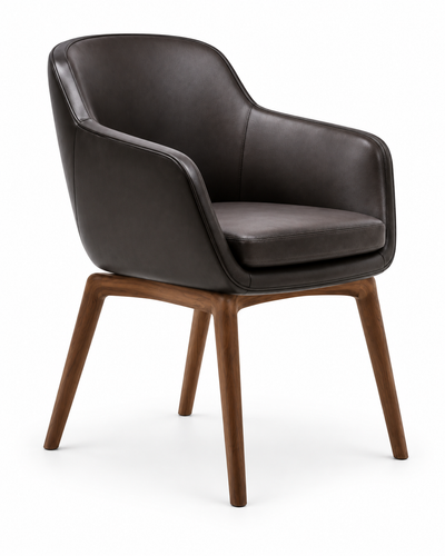 POD dining chair with armrests – angled view
