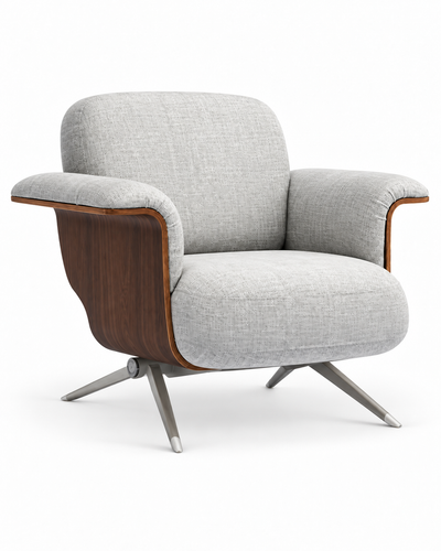 HELIX LIGHT GRAY LOUNGE CHAIR angled view