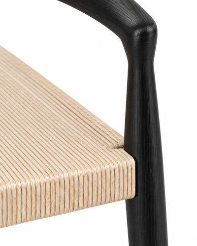 RADIUS dining chair black ash and woven rattan detail