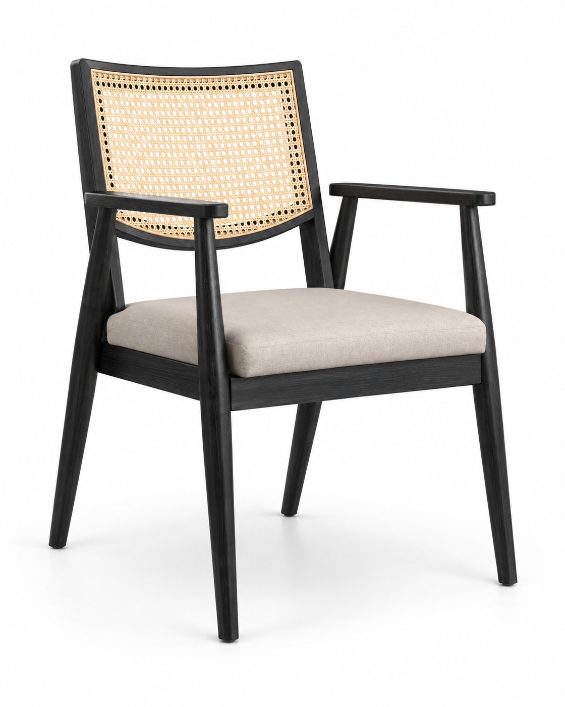 GRID DINING CHAIR WITH ARMRESTS angled view