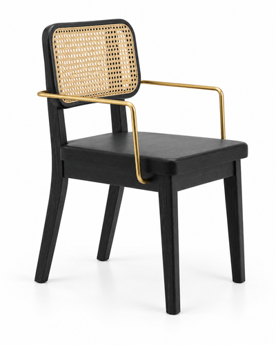 TRACE DINING CHAIR WITH ARMRESTS angled view