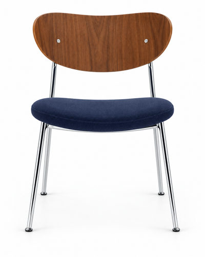 SONA NAVY CHROME DINING CHAIR front view