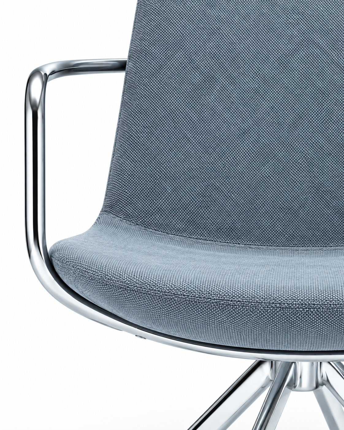 ASTER BLUE GRAY CHROME DINING CHAIR WITH ARMRESTS detail