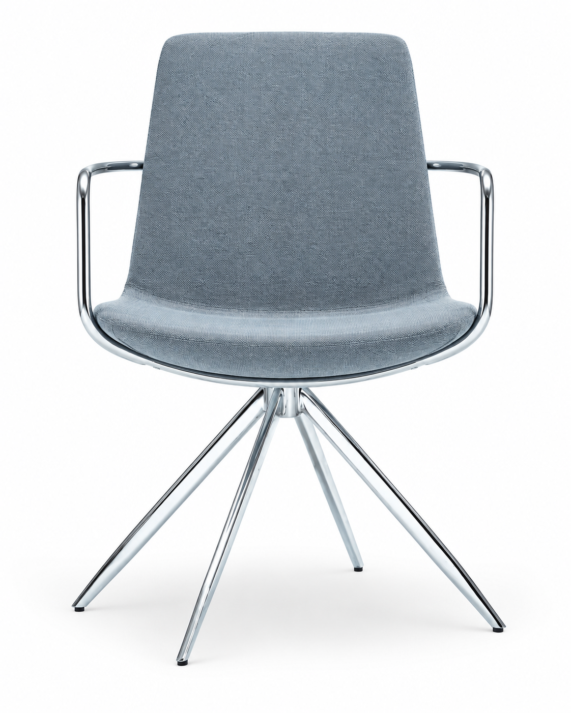 ASTER BLUE GRAY CHROME DINING CHAIR WITH ARMRESTS front view