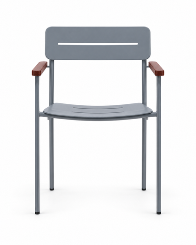 SLOT GRAY DINING CHAIR WITH ARMRESTS front view