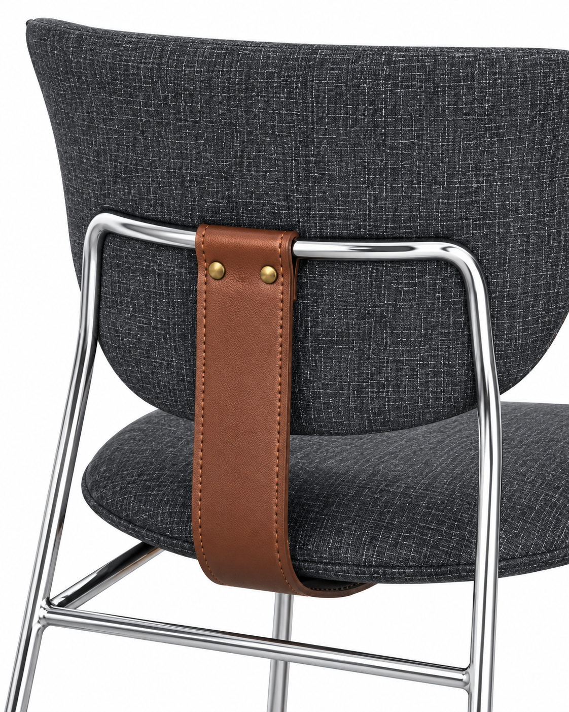 STRAP CHARCOAL CHROME DINING CHAIR detail