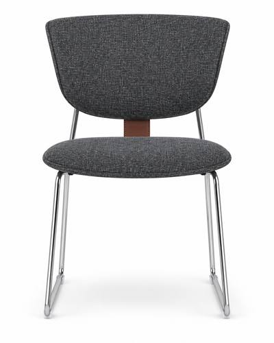 STRAP CHARCOAL CHROME DINING CHAIR front view
