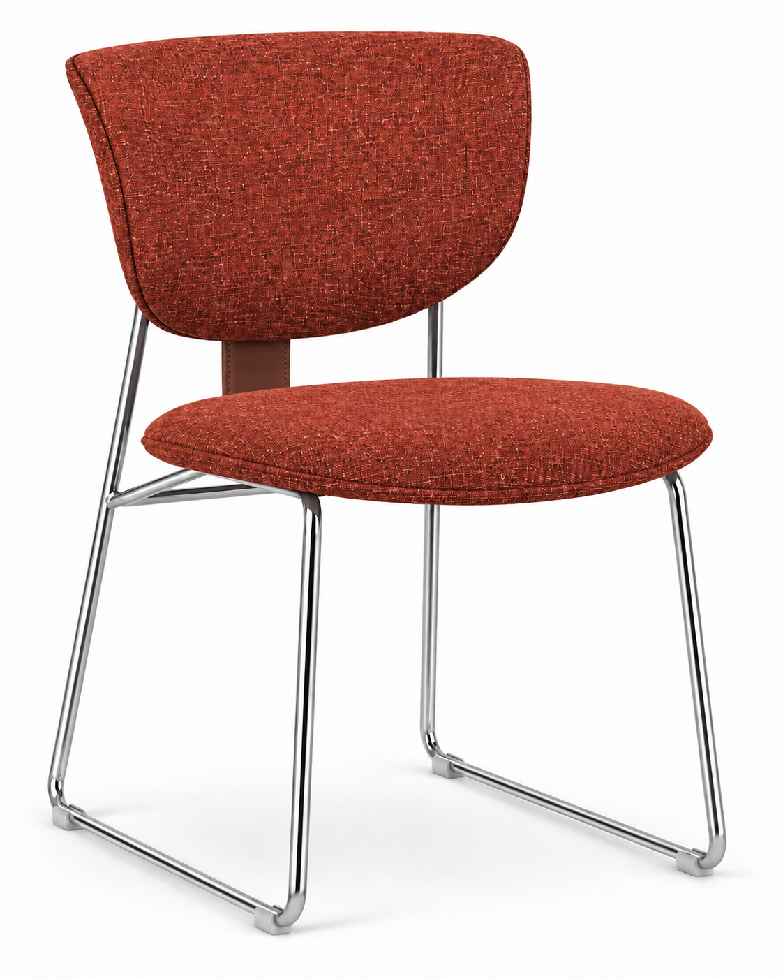 STRAP RUST CHROME DINING CHAIR angled view