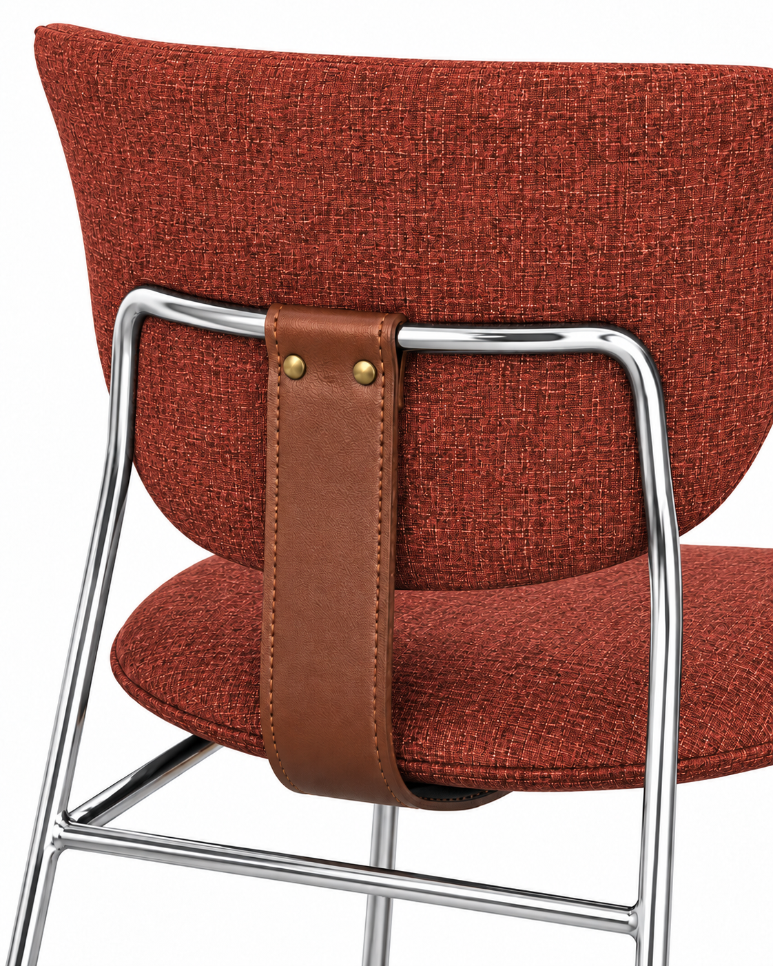 STRAP RUST CHROME DINING CHAIR detail