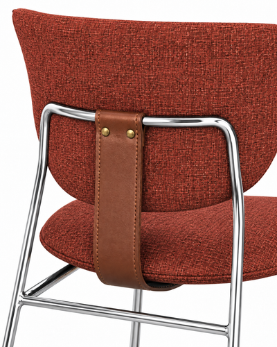 STRAP RUST CHROME DINING CHAIR detail