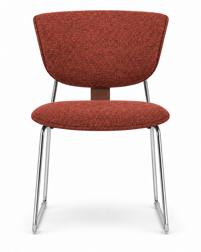 STRAP RUST CHROME DINING CHAIR front view