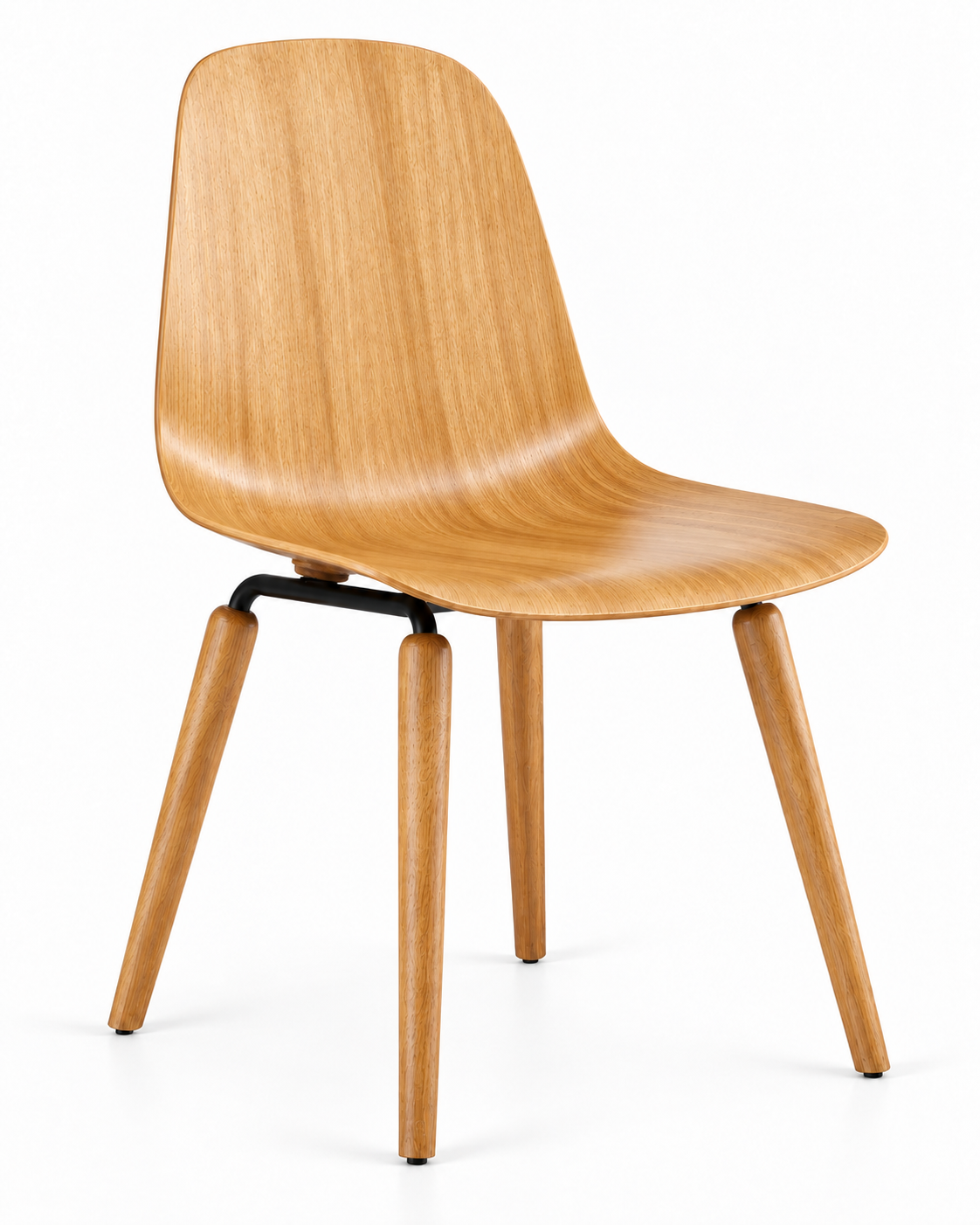 VENEER NATURAL WOOD DINING CHAIR angled view