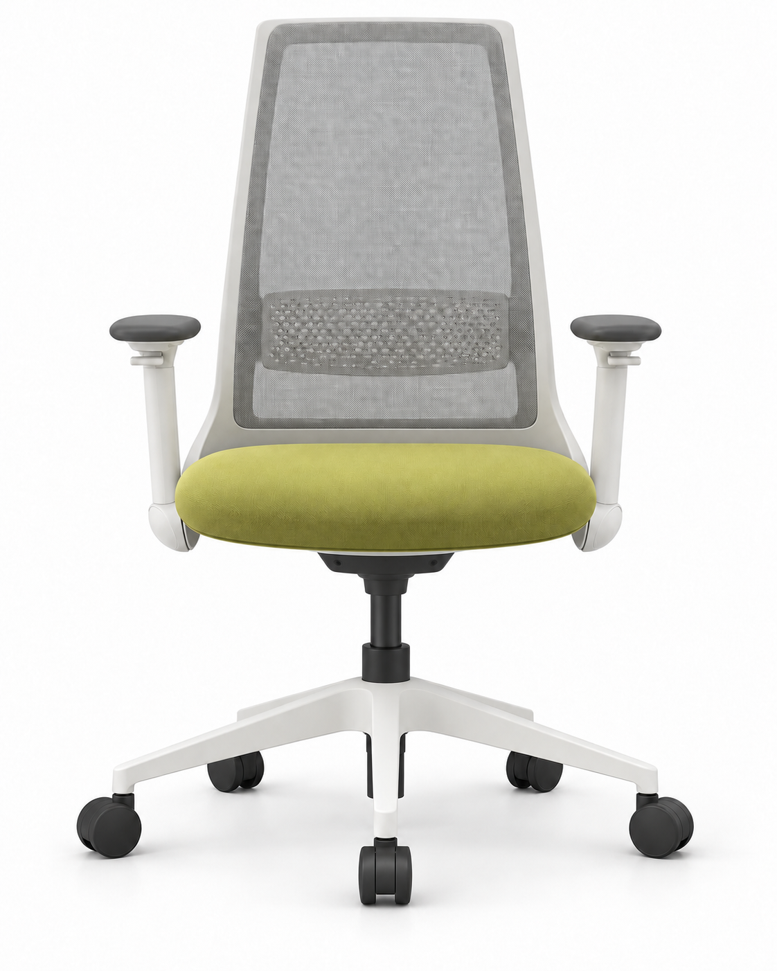 FULCRUM LIME WHITE OFFICE CHAIR — Front view