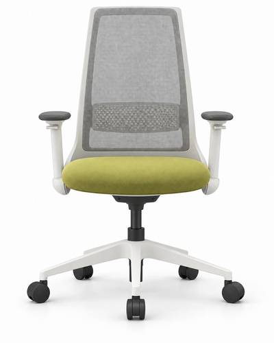 FULCRUM LIME WHITE OFFICE CHAIR — Front view