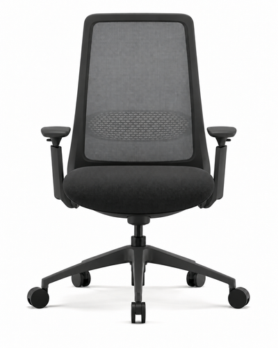 FULCRUM BLACK OFFICE CHAIR — Front view