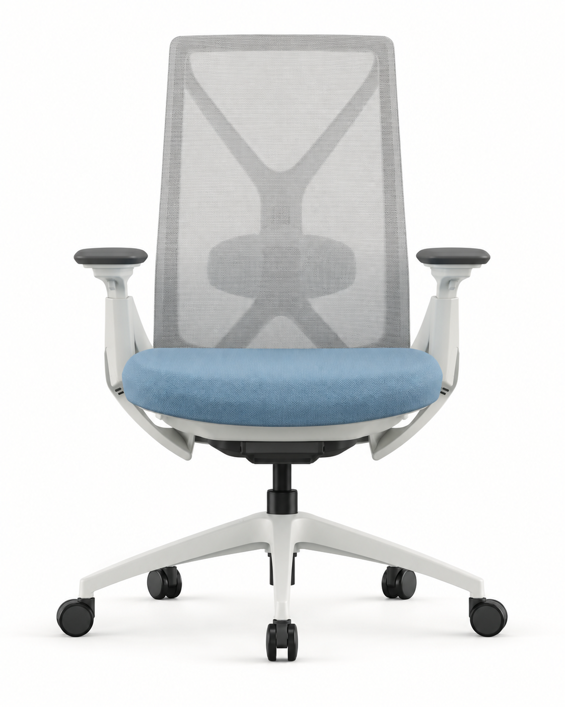 TRUSS BLUE WHITE OFFICE CHAIR — Front view