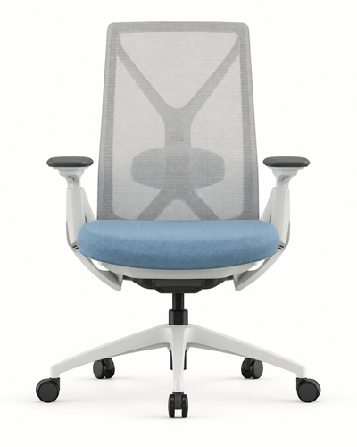 TRUSS BLUE WHITE OFFICE CHAIR — Front view