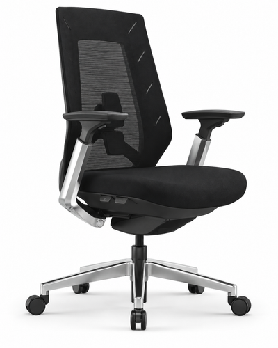 CARAPACE BLACK CHROME OFFICE CHAIR — Angled view