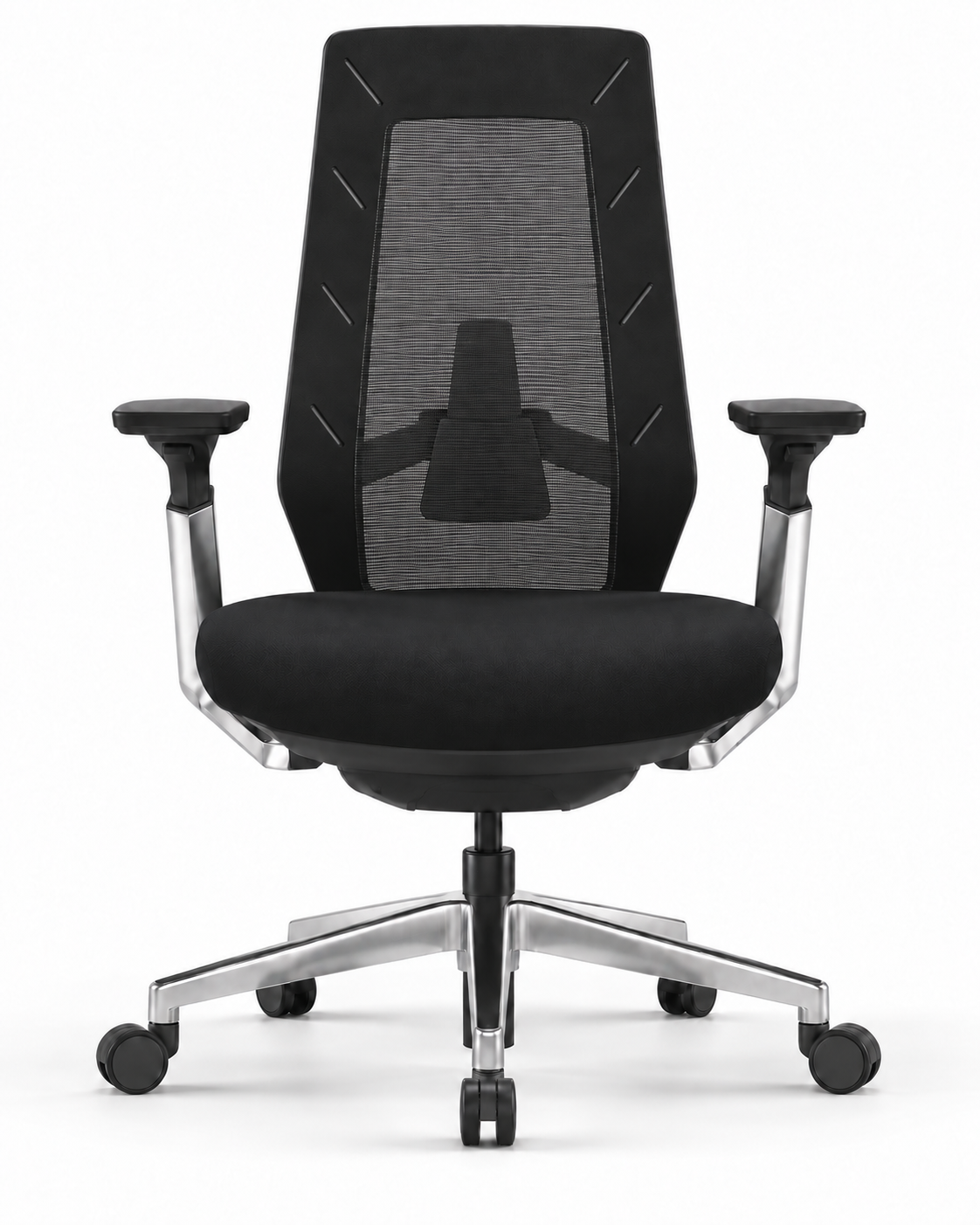 CARAPACE BLACK CHROME OFFICE CHAIR — Front view