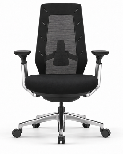 CARAPACE BLACK CHROME OFFICE CHAIR — Front view