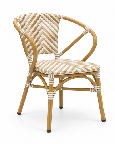 PAROLDO NATURAL WHITE DINING CHAIR WITH ARMRESTS — angle