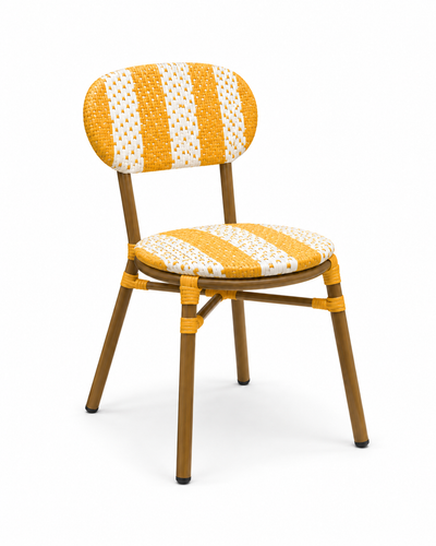 RILEY YELLOW WHITE DINING CHAIR — angle