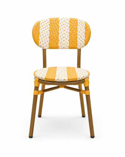 RILEY YELLOW WHITE DINING CHAIR — front
